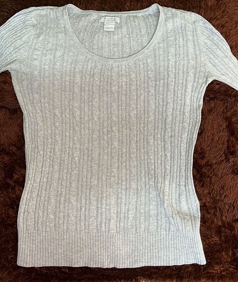 Pure Collection Gray Knit Top