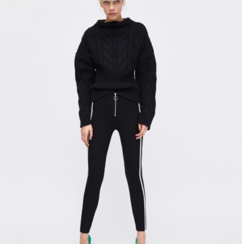 Black Pants with White &amp; Green Stripes
