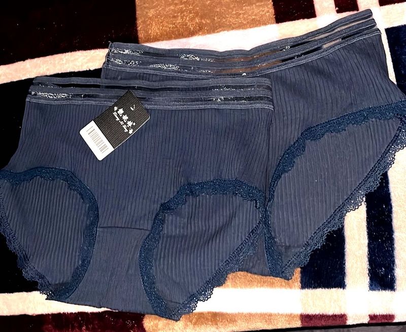(combo) Ribbed Lace Trim Panties - New with Tag