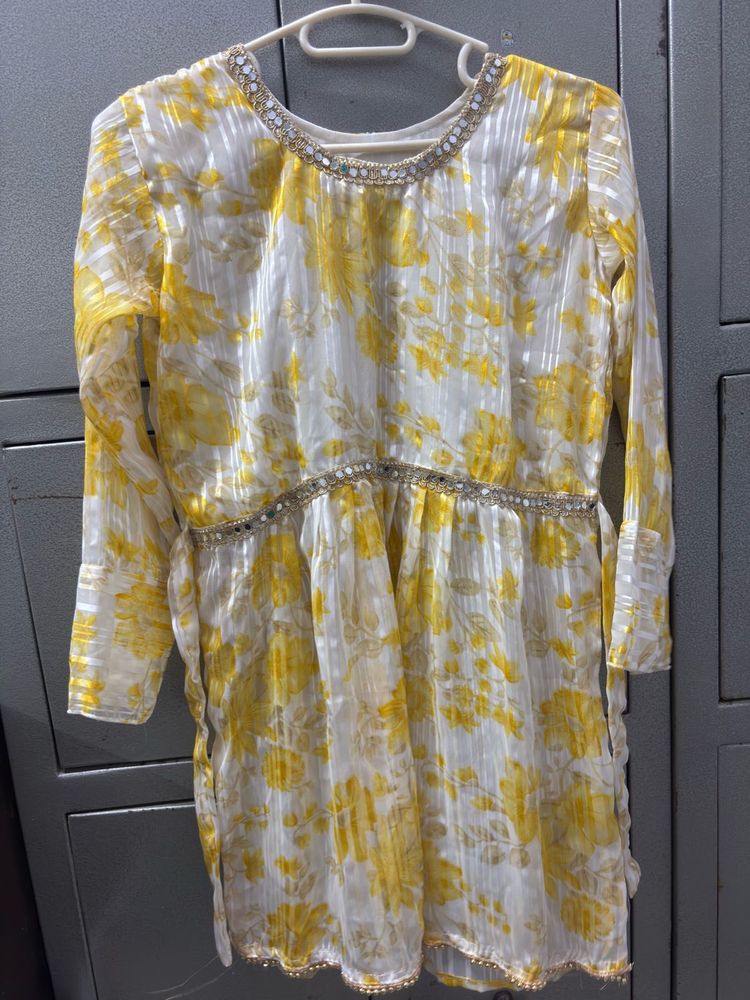 Elegant Yellow Floral sharara set