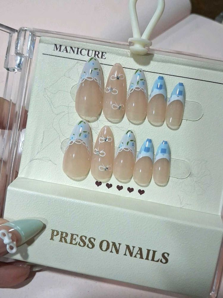 Blue French nails