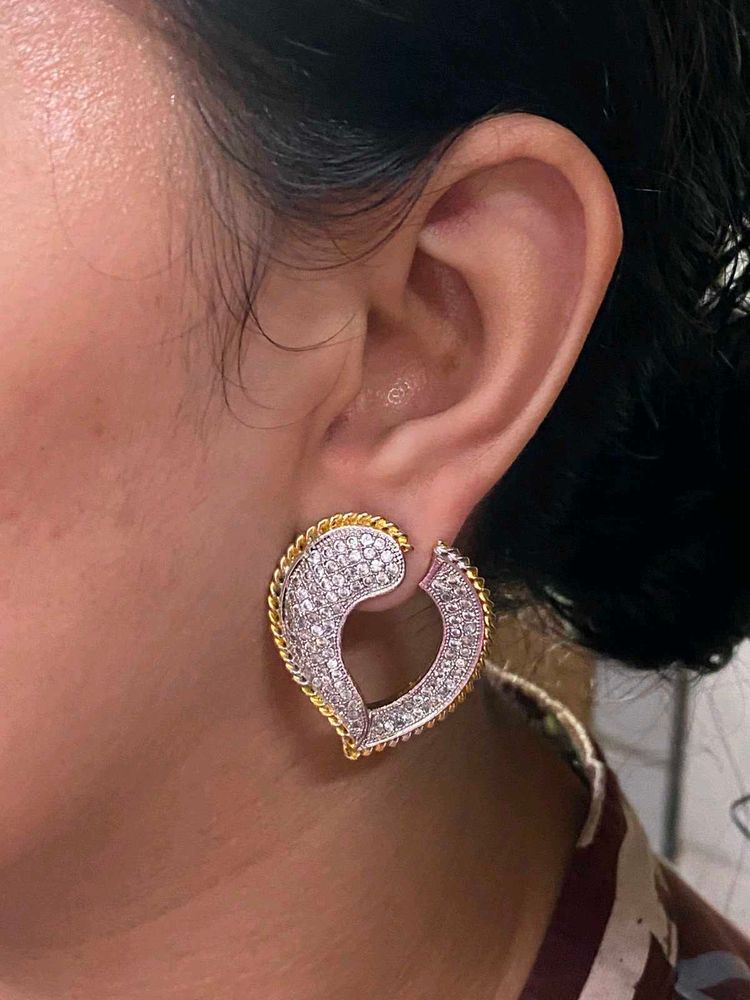 Sparkling CZ Studded Heart Earrings