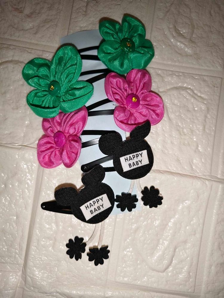 Cute Mickey &amp; Flower Hair Clips