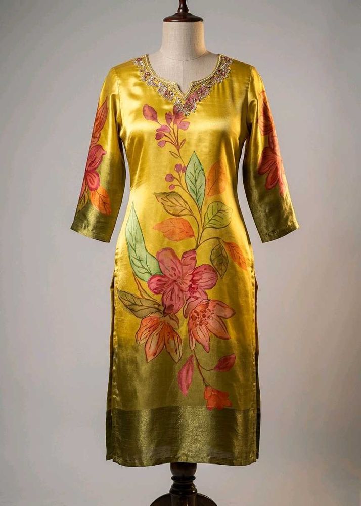 Yellow Floral Print Kurta