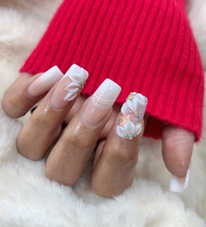 Elegant 3D Floral Nail Art Extensions