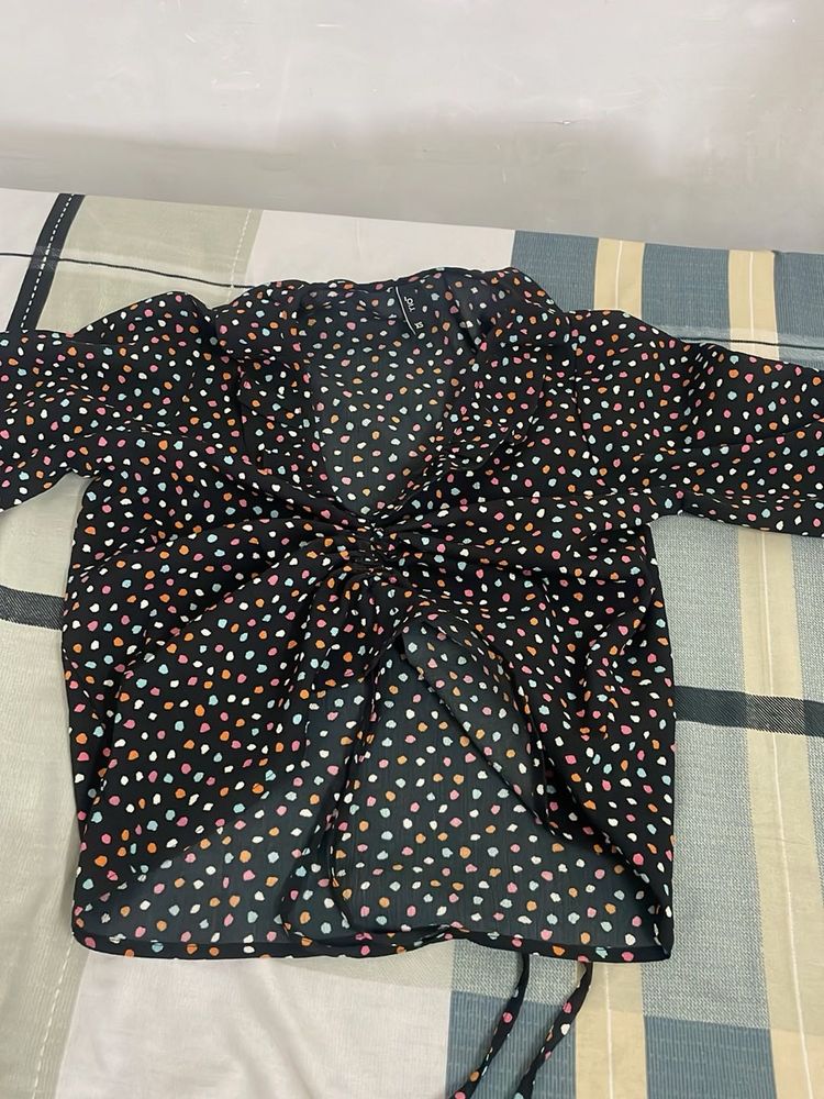 Chic Black Polka Dot Top