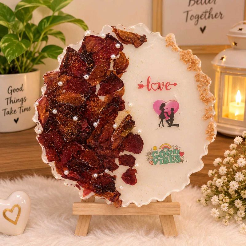 Romantic Resin Coaster with Dried Flowers