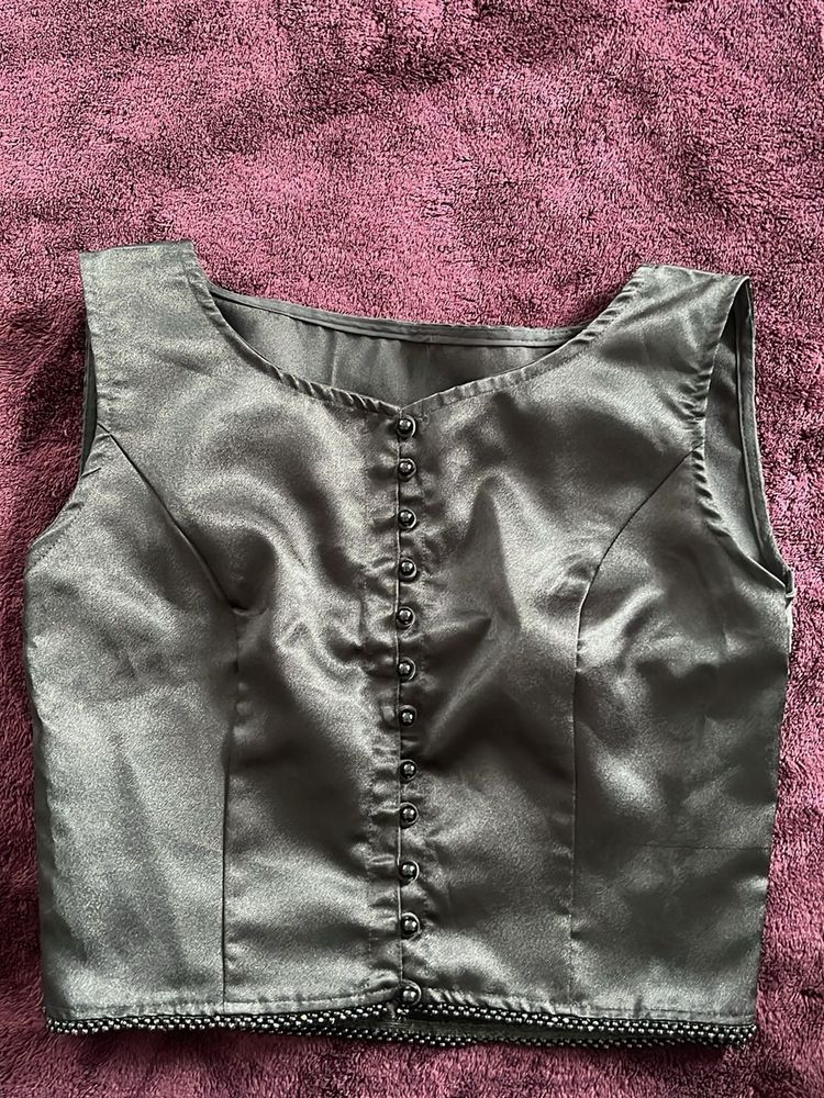 Satin Blouse with Button Detail