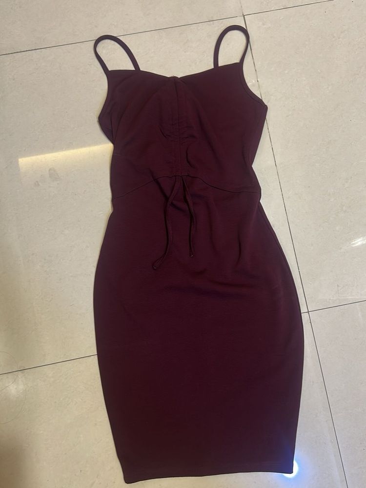 Women's Burgundy Spaghetti Strap Dress