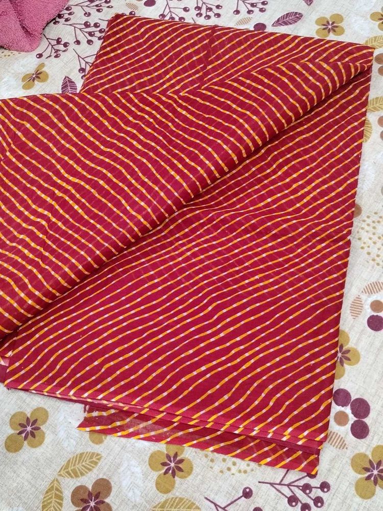 Vibrant Red Leheriya Saree