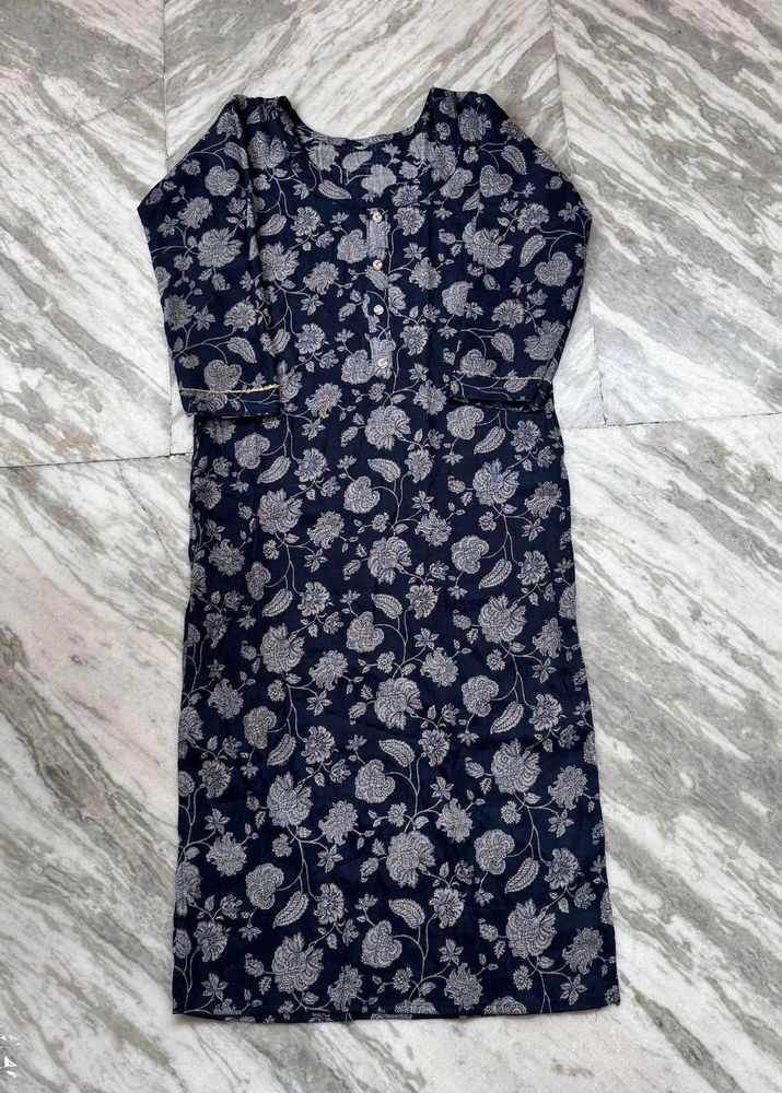 Blue Floral Print Kurta