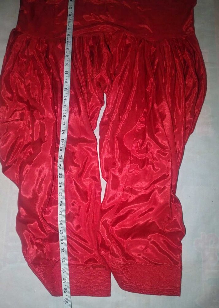 Red suit creap silk +dupatta