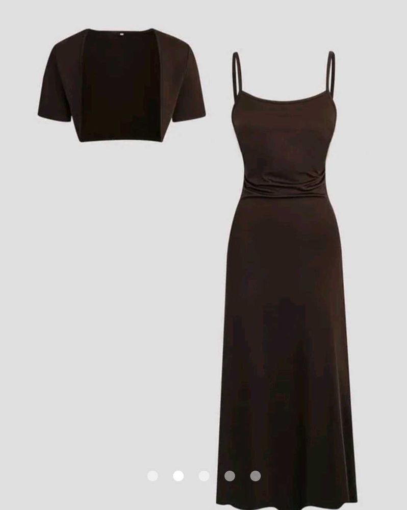 savana Chic Brown Midi Dress Co-ord Set