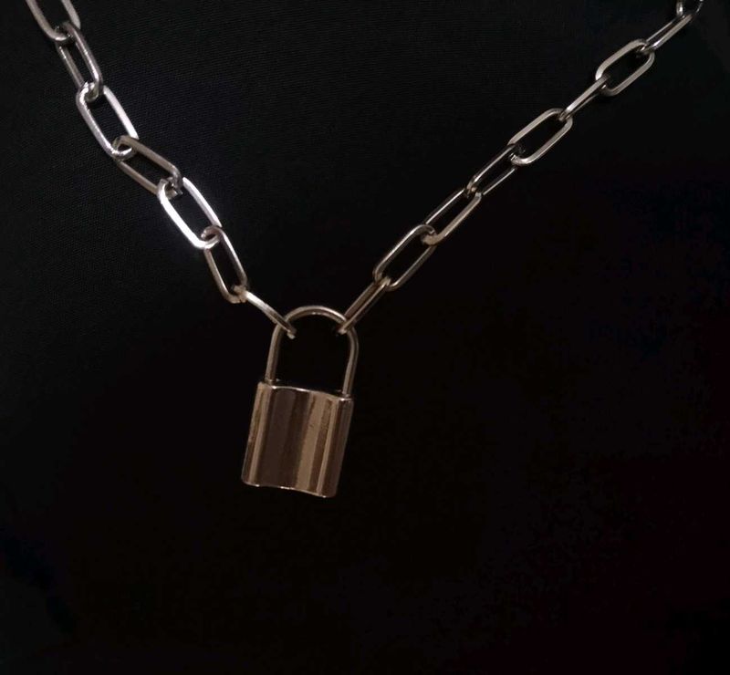 gothic lock charm necklace