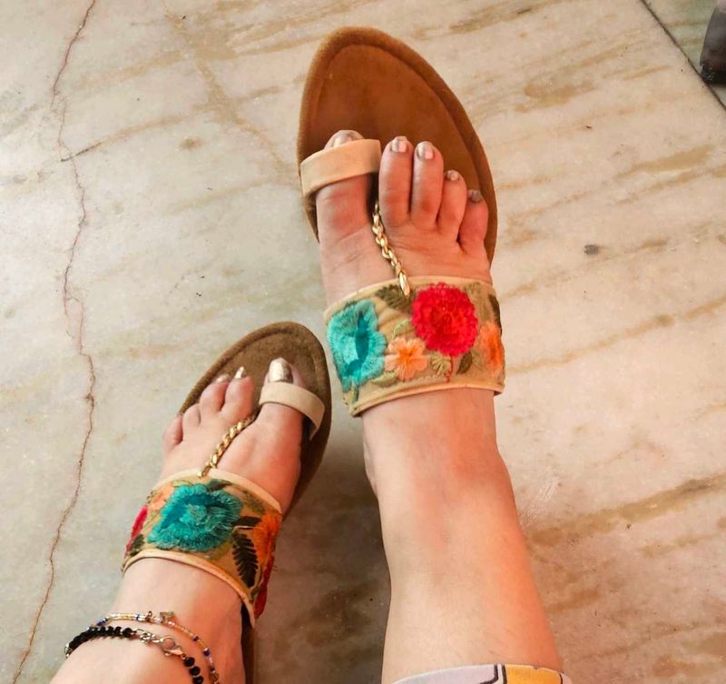 Floral Embroidered Ethnic Flats