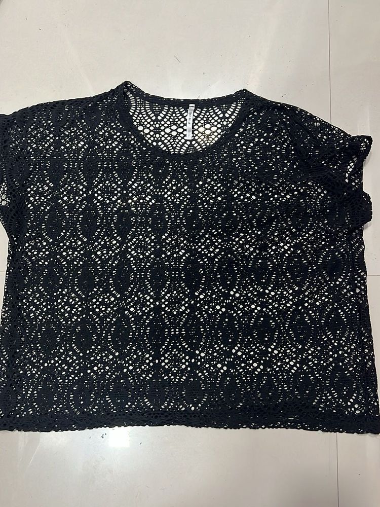 Chic Black Crochet Top