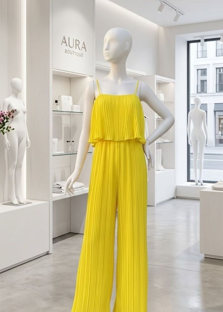 Chic Pleated Yellow Jumpsuit