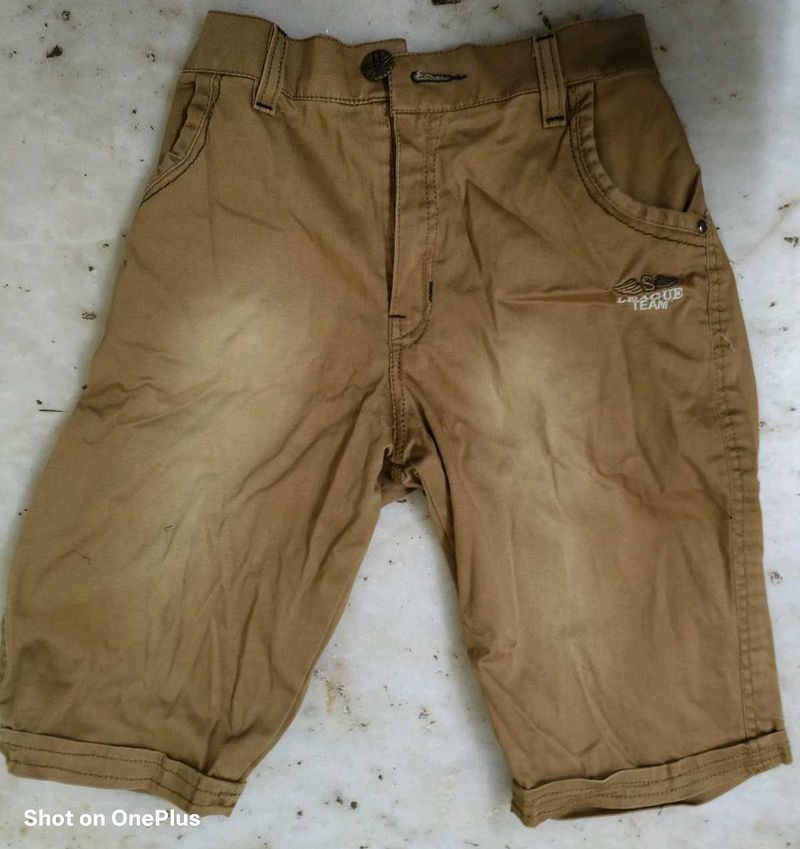 Boys Brown Cotton Casual Shorts