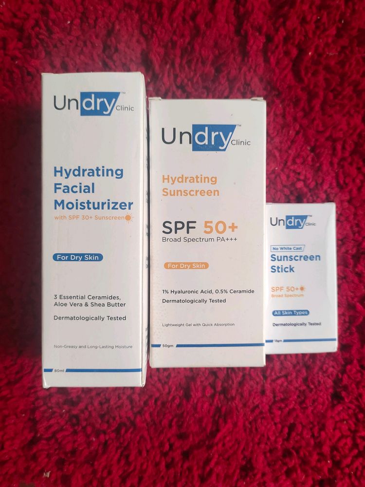 Undry facial Moisturizer , Sunscreen And Sunscreen Stick , Sealed Pack , New Condition