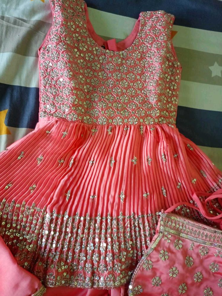 Stunning Coral Lehenga Choli Set