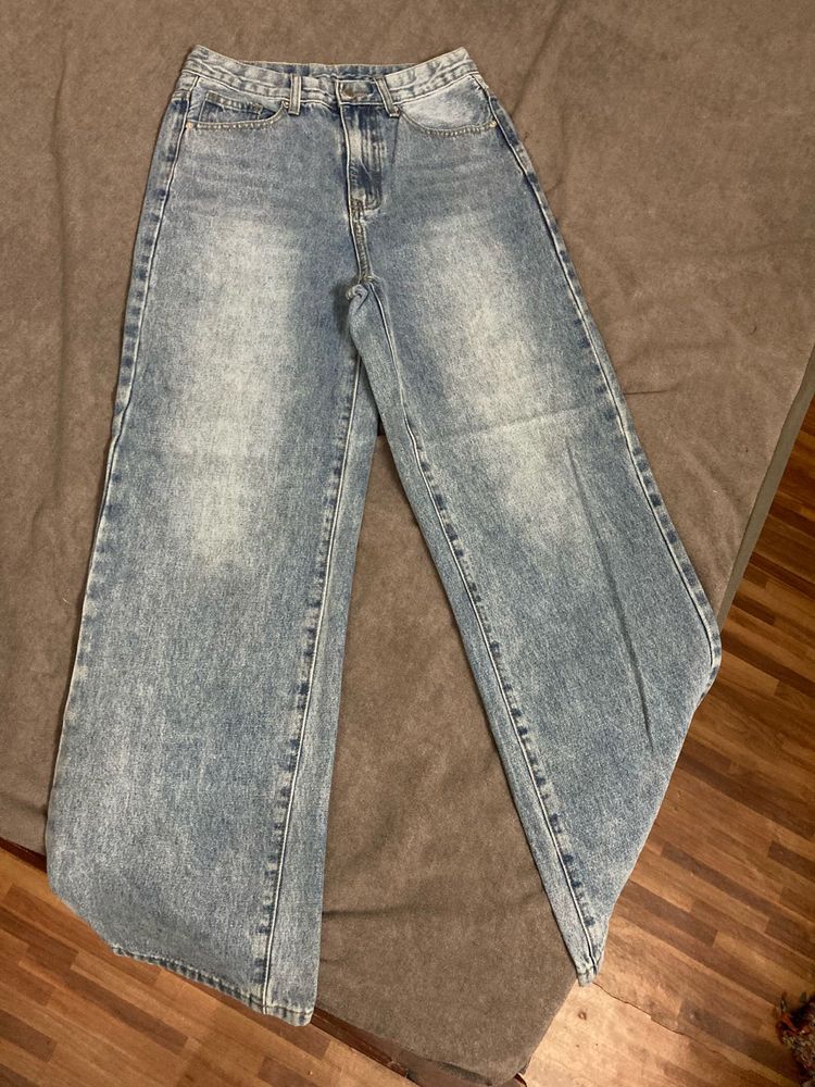 Blue Wash Wide Leg Jeans