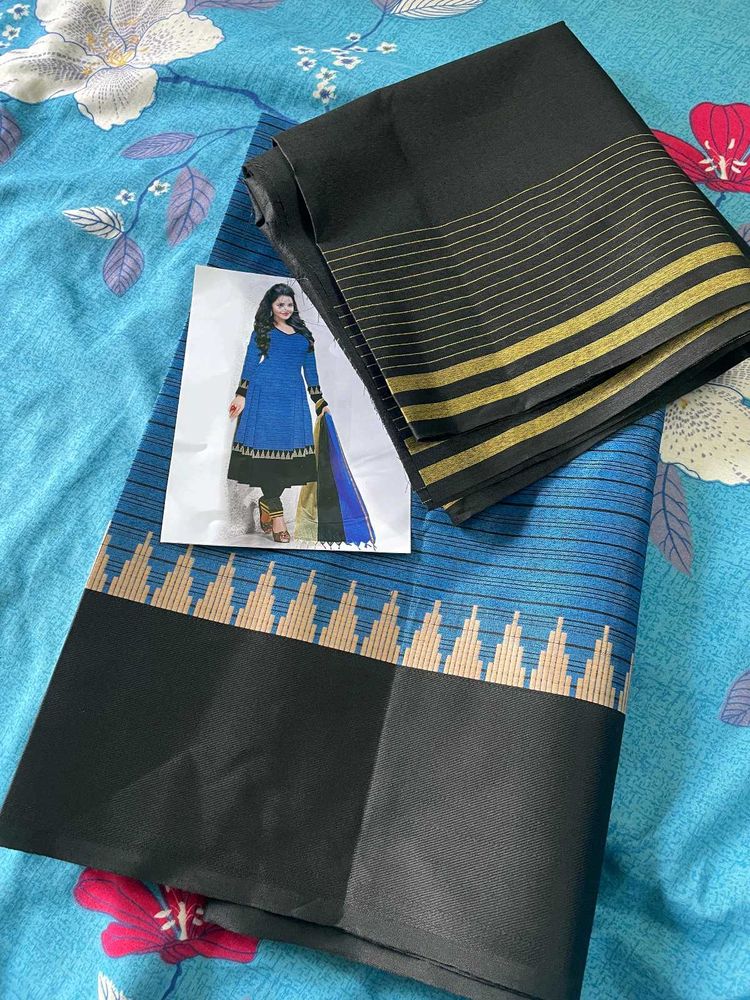 Blue &amp; Black Kurta Set with Dupatta