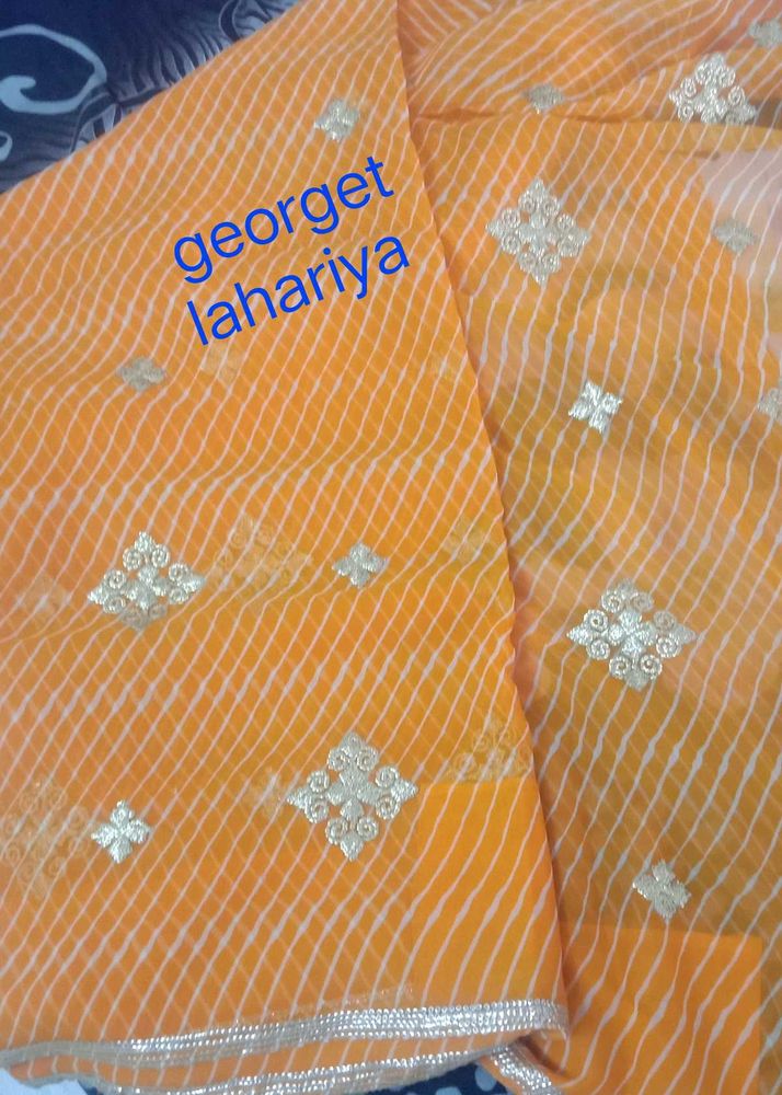 Beautiful Orange Lahariya Saree