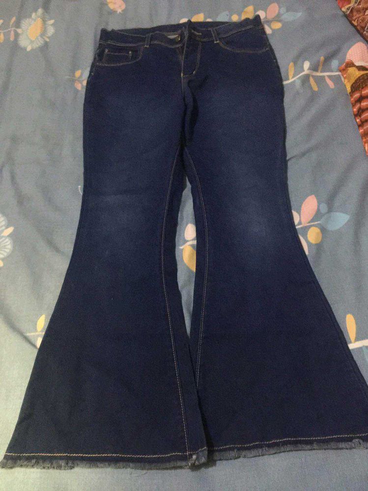 Flared Dark Wash Denim Jeans