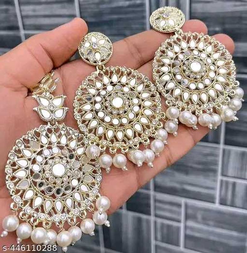 Elegant Mirror Work Jhumka Earrings