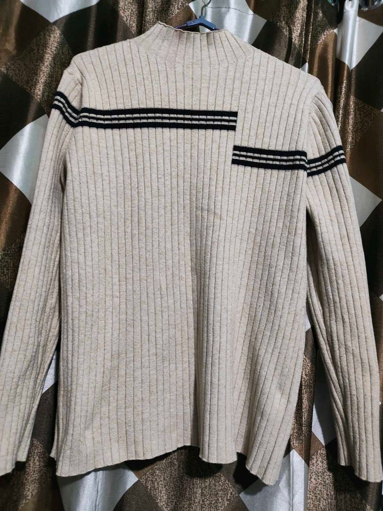 Men's Striped Mock Neck Sweater