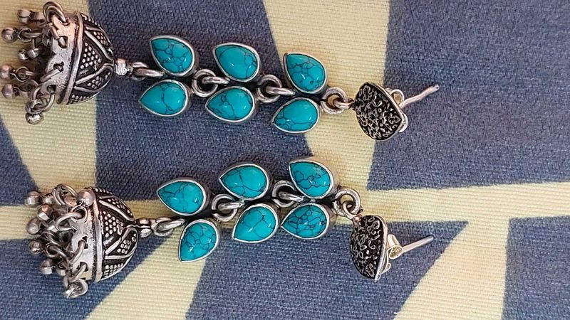 925 silver Turquoise Jhumka Earrings