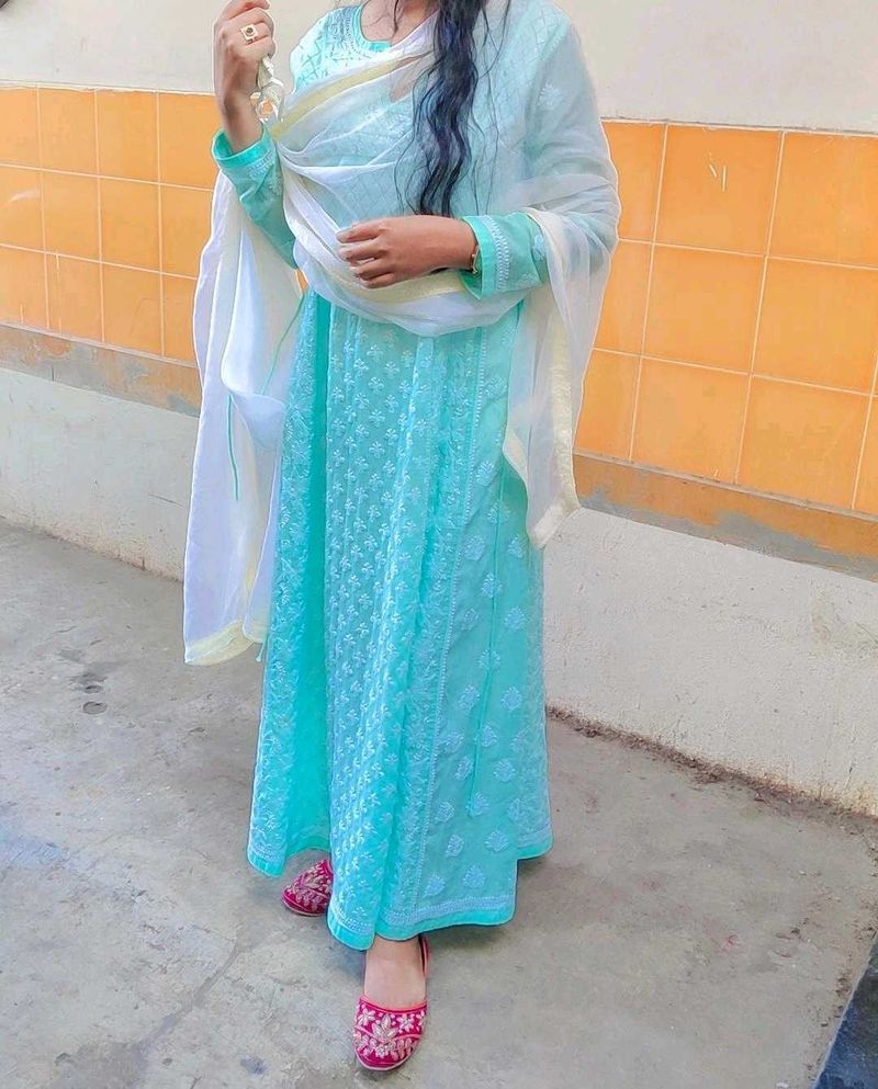 Beautiful Aqua Blue chickenKari kurta