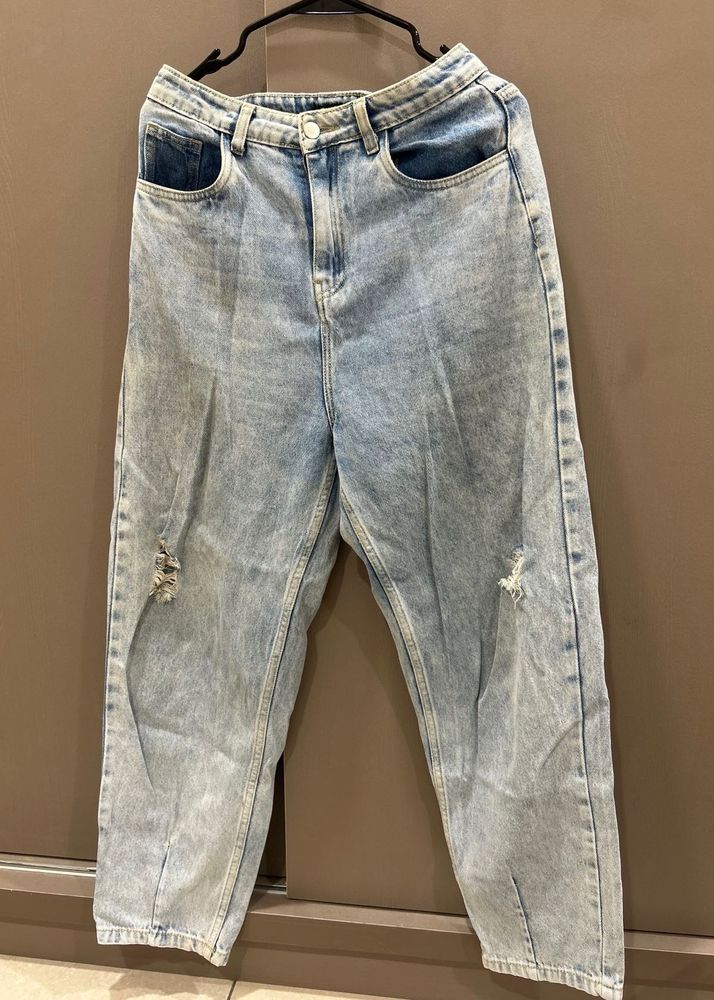 Light Wash Distressed Denim Jeans