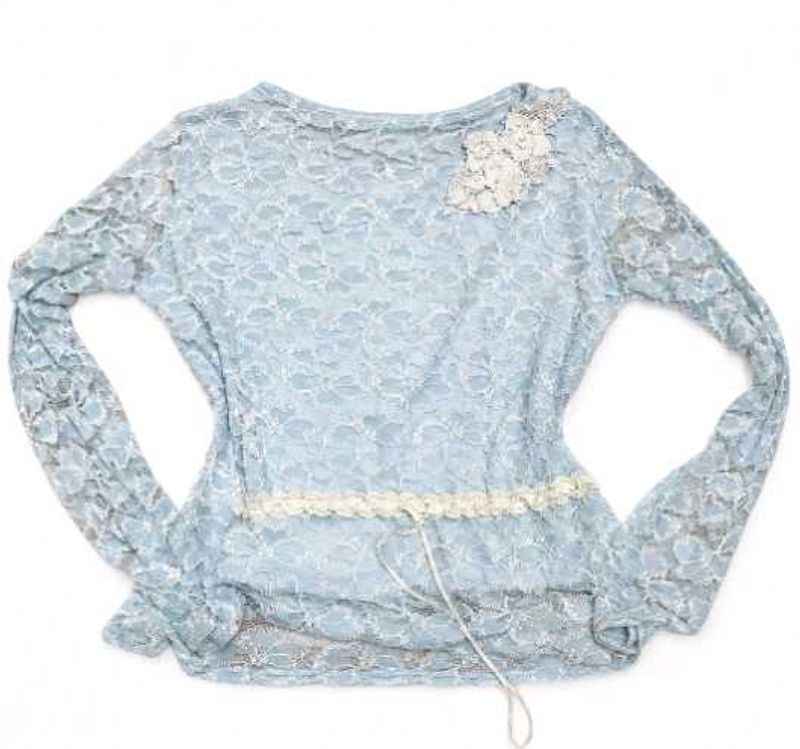 Light Blue Lace Top with Floral Detail