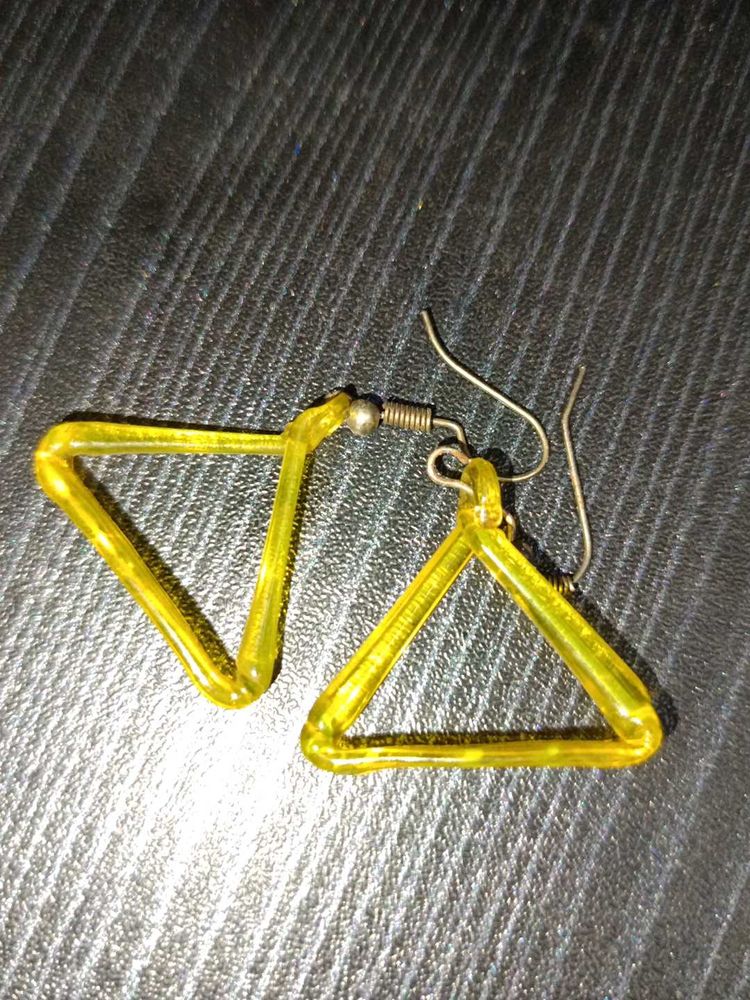 Yellow Triangle Earrings
