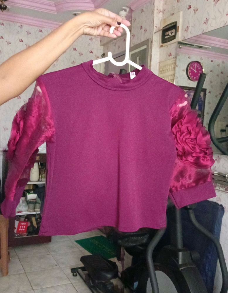 Purple Floral Sleeve Top