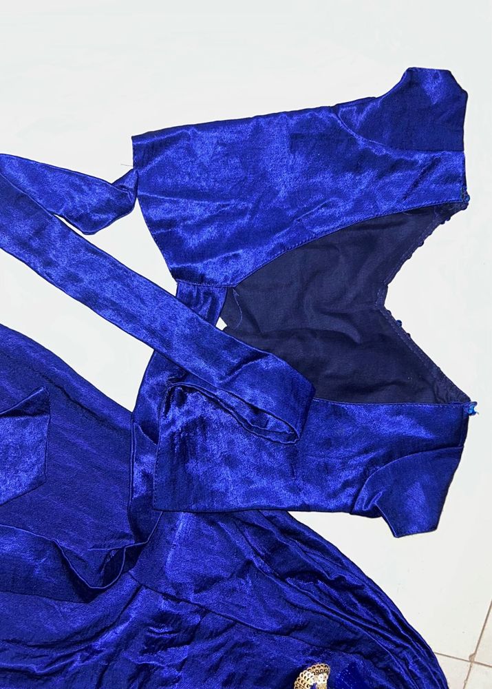 Royal Blue Velvet Lehenga Choli