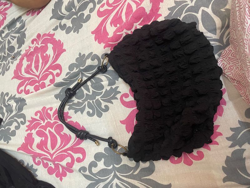 Chic Textured Black Clutch Bag