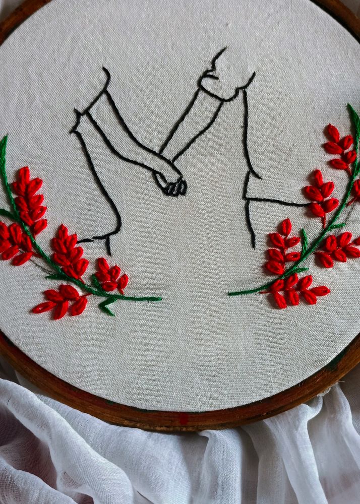 Holding Hand Embroidery Design