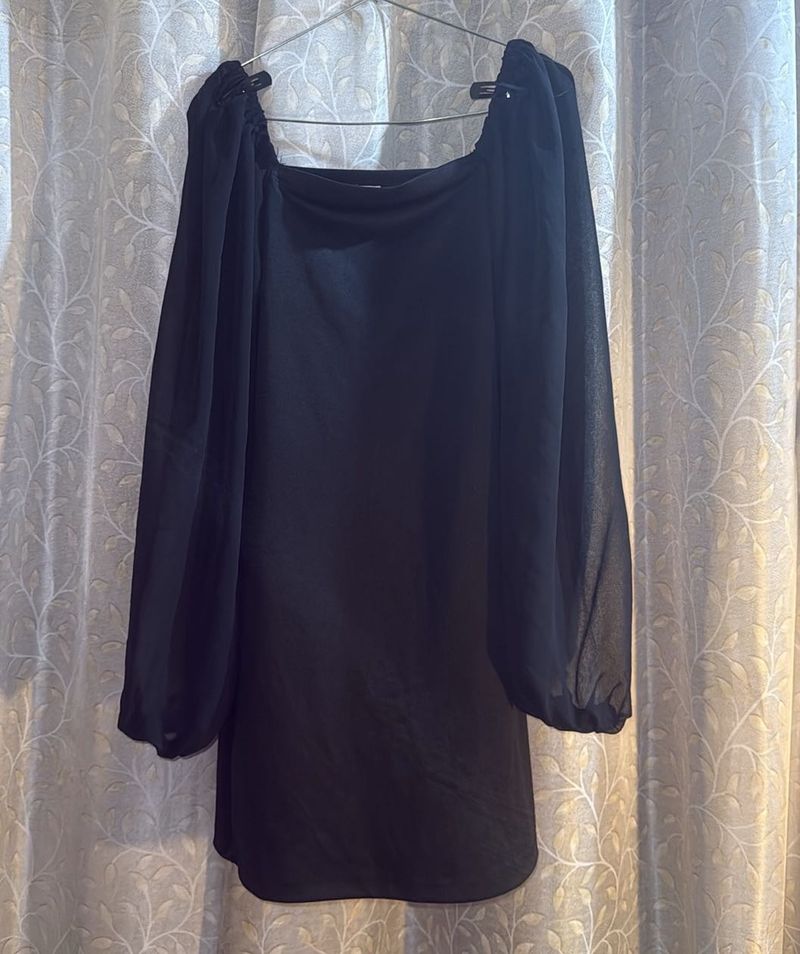 Black Puff Sleeve Mini Dress-like new