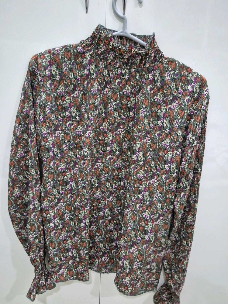 Floral High Neck Top