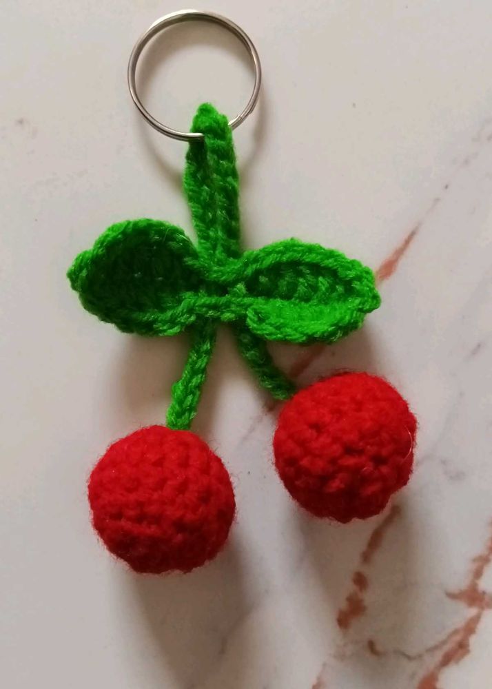Crocheted Cherry keychain 🍒