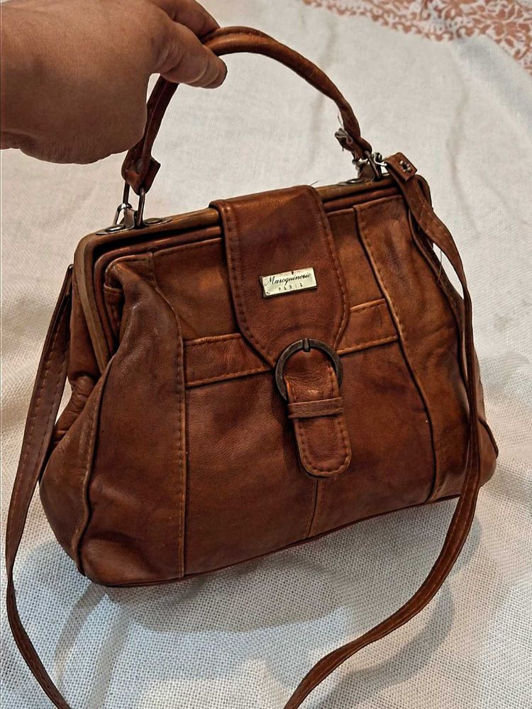 Vintage Brown Leather Handbag