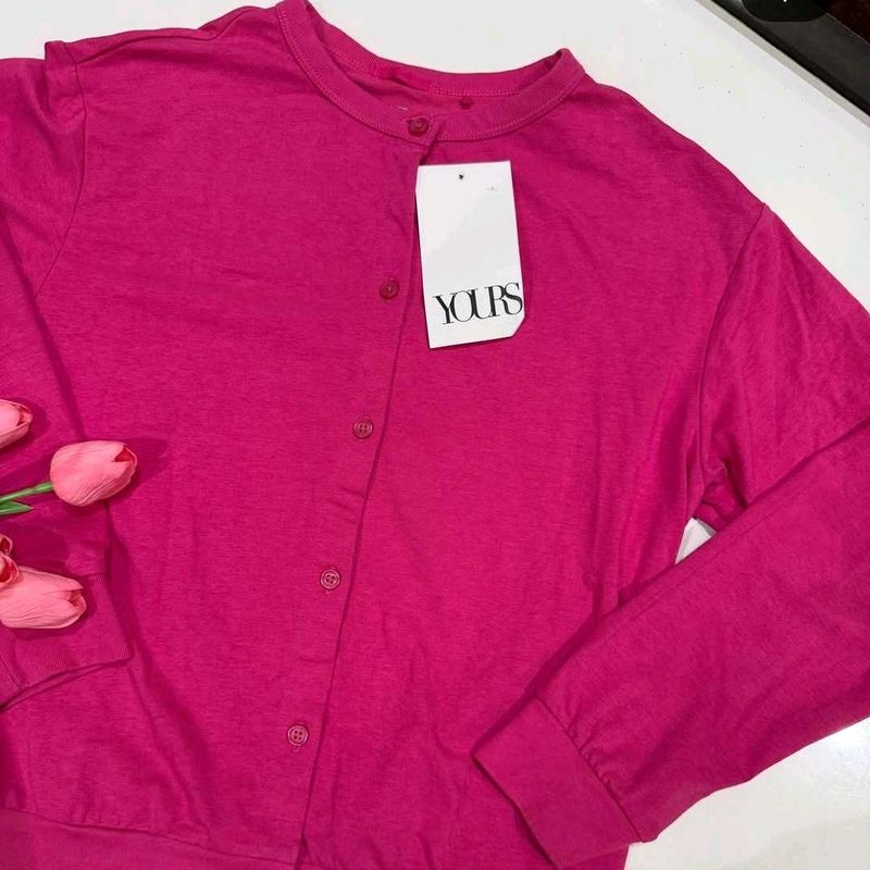 Yours Pink Button-Up Long Sleeve Top