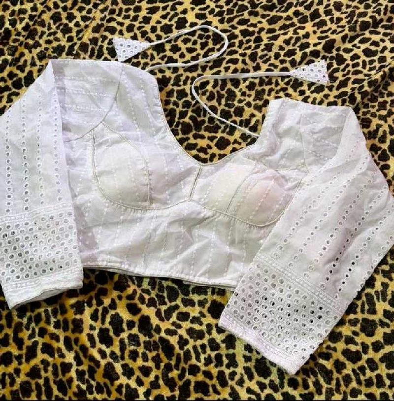 White Full Sleeve Hakoba Blouse