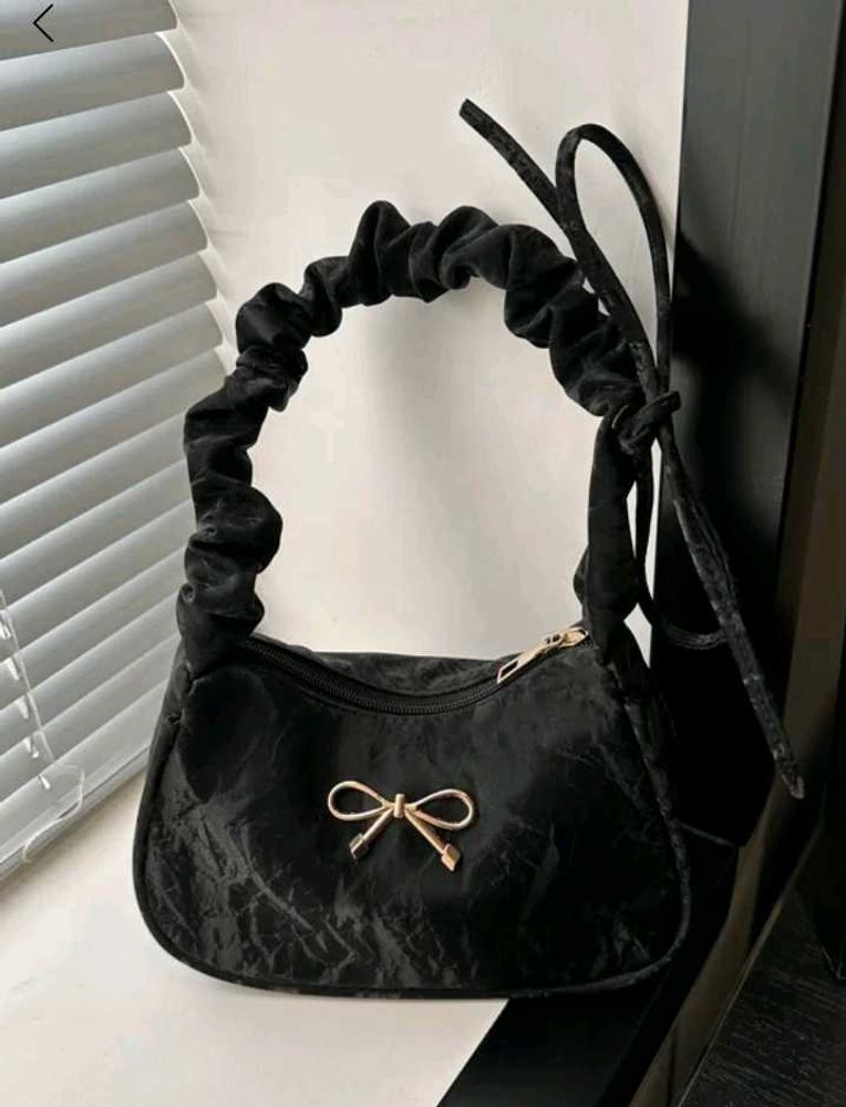 Chic Black Ruched Shoulder Bag