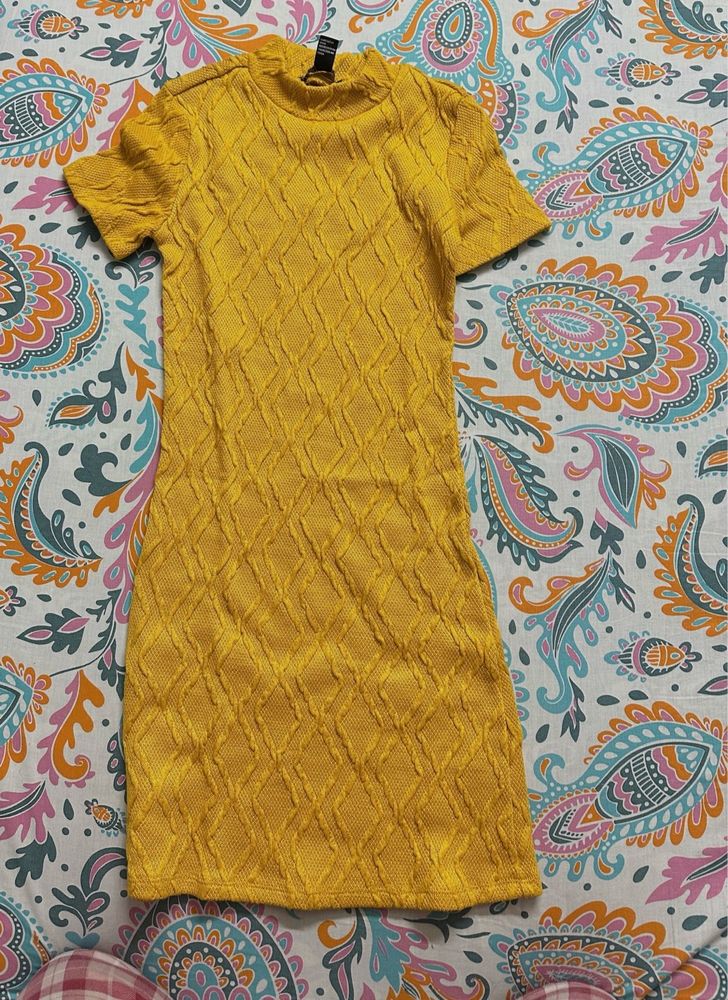 Yellow Knit Bodycon Dress