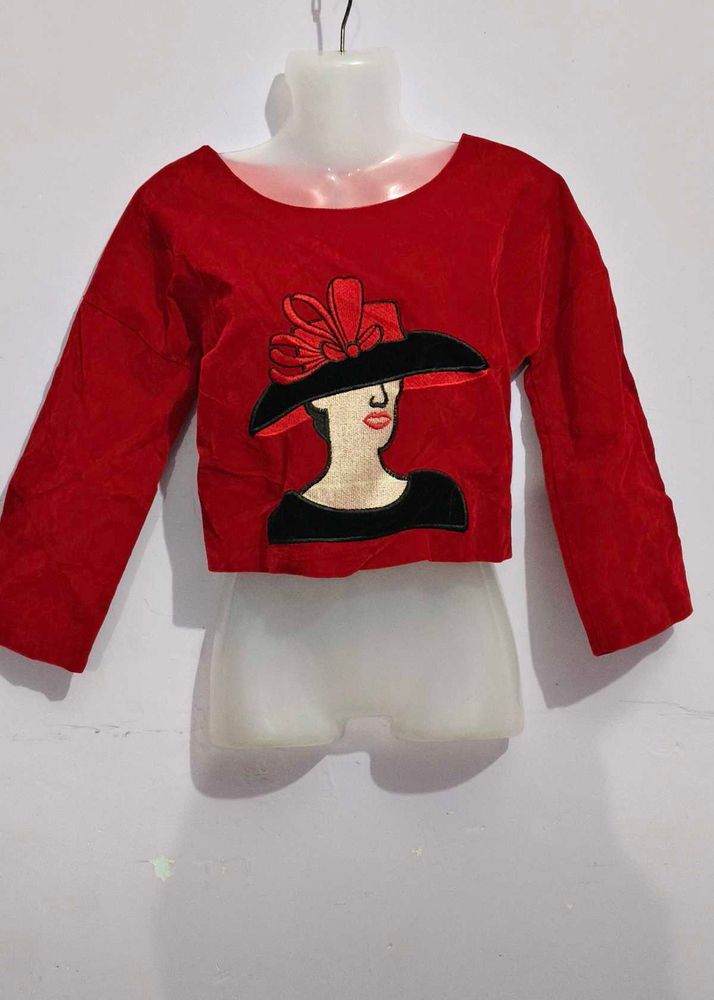 Chic Red Embroidered top