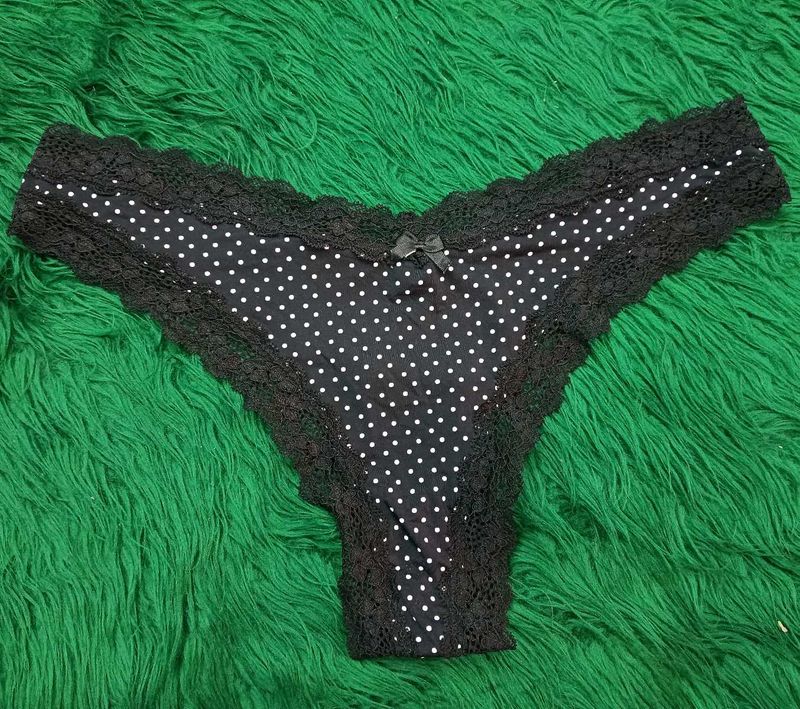 Black Polka🎁Dot Lace Thong