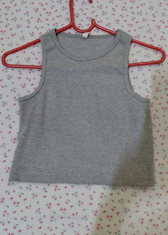 y2k Grey Ribbed Tank Top
